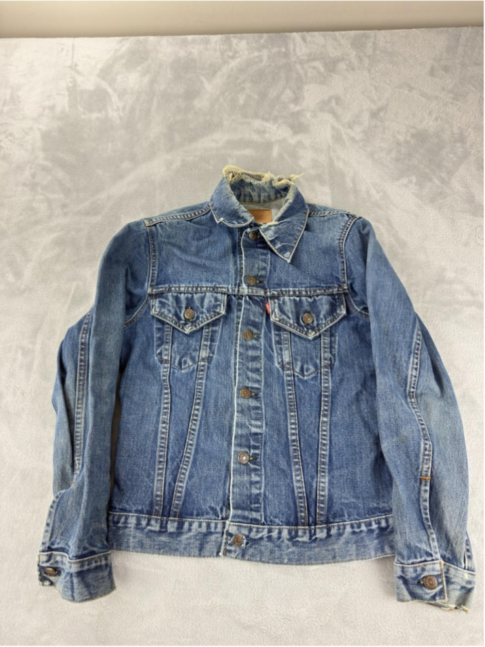 Vintage Levi's Denim Bomber Jacket Mens Small Blue Trucker Made USA 70505 0217